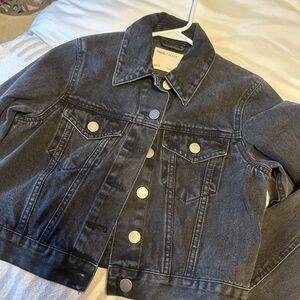 Black cropped denim jacket. ASOS.